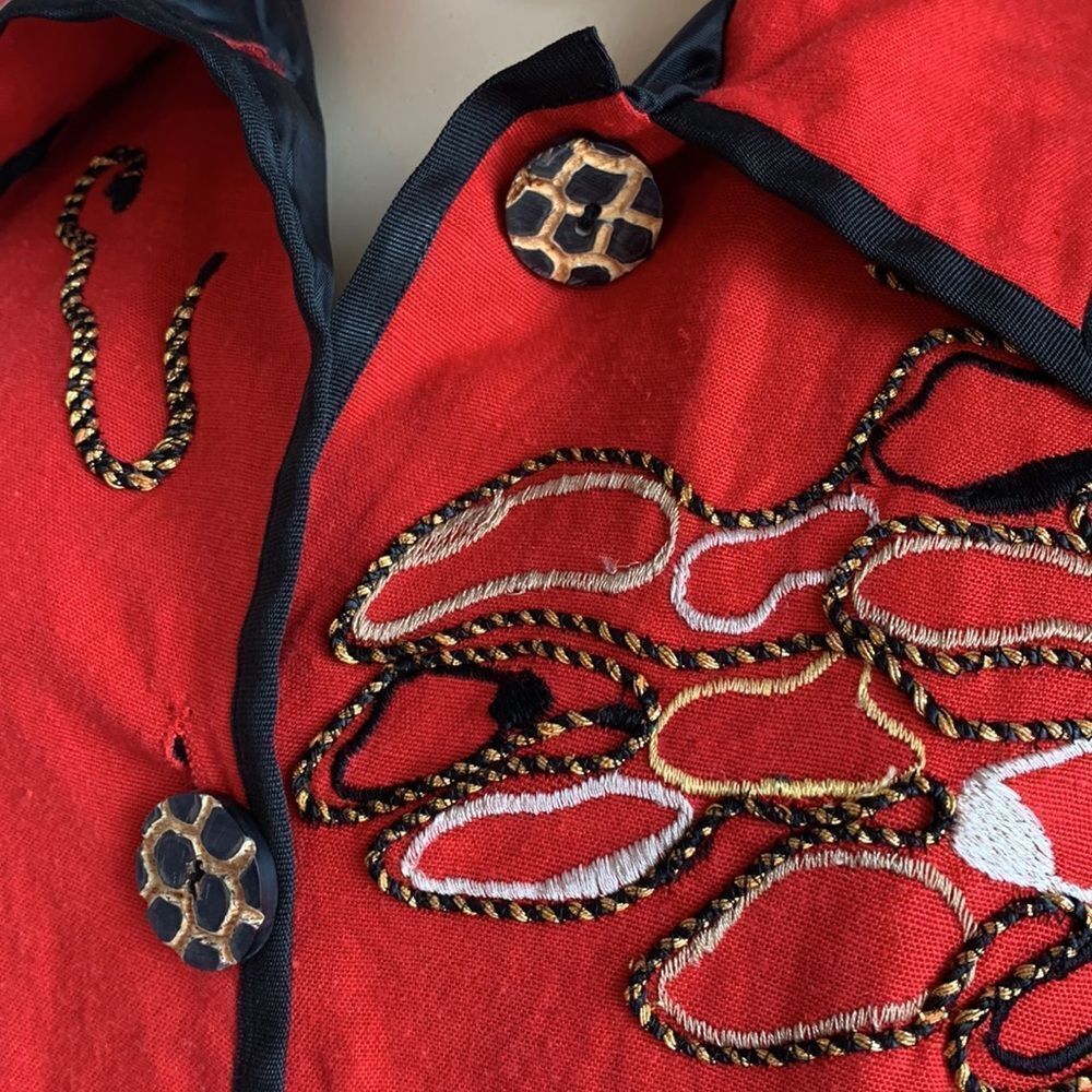 Indigo Moon QVC Embellished Long Blazer Button Down Jacket M Red - Picture 3 of 8